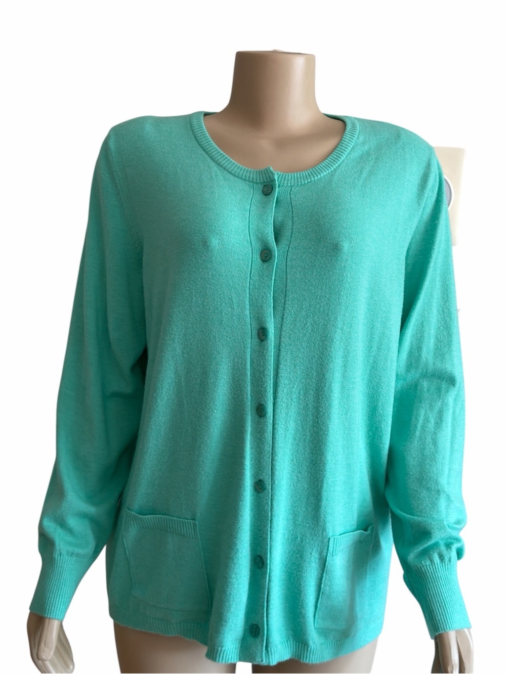 Classic Aqua Button-Front Women’s Cardigan